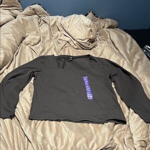 Express Women's Dark Brown Long Sleeve Top